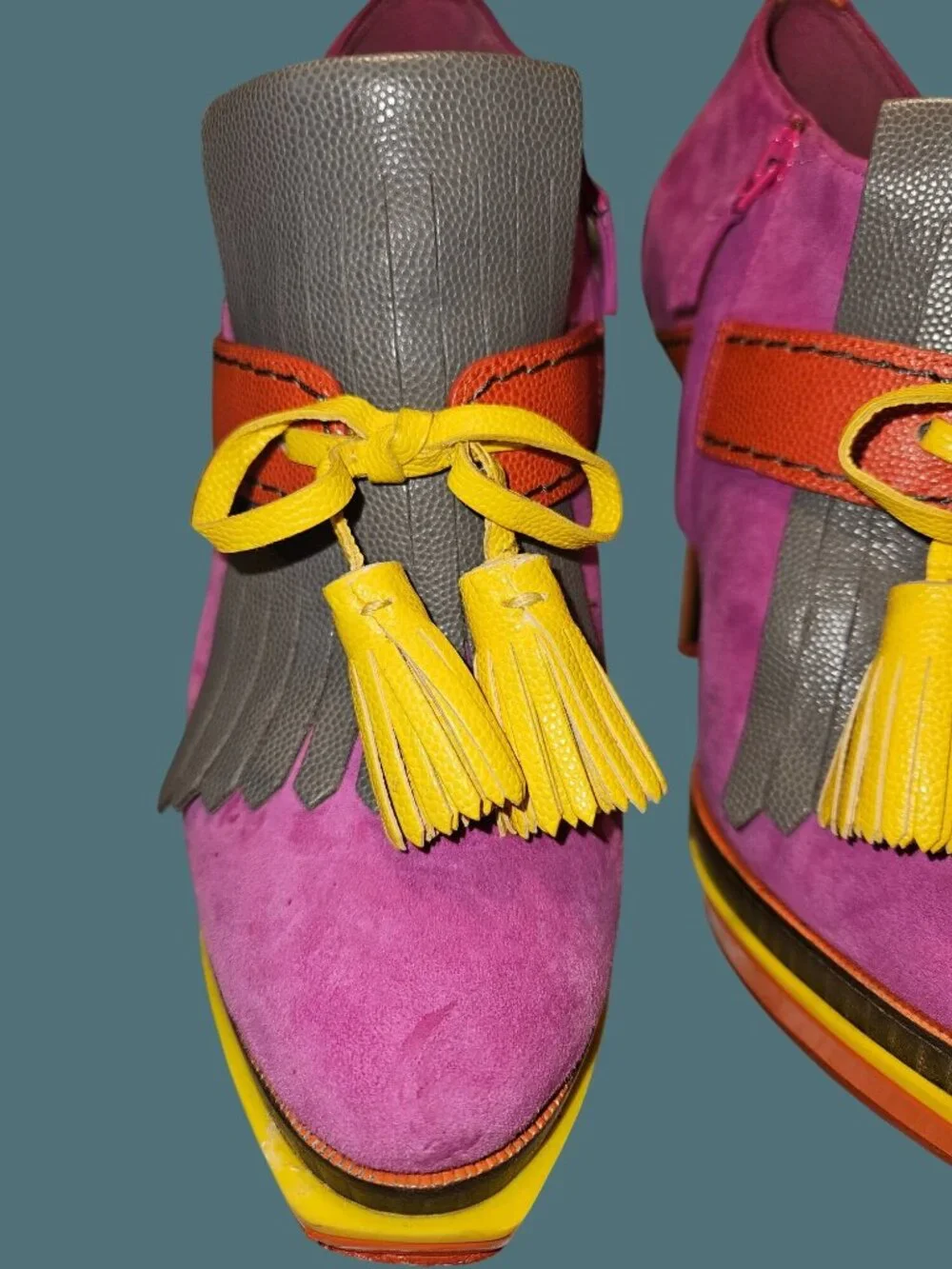 Cole Haan x NikeAir Kiltie Platform Stiletto Bootie Suede/Leather Women 7B - Picture 6 of 13